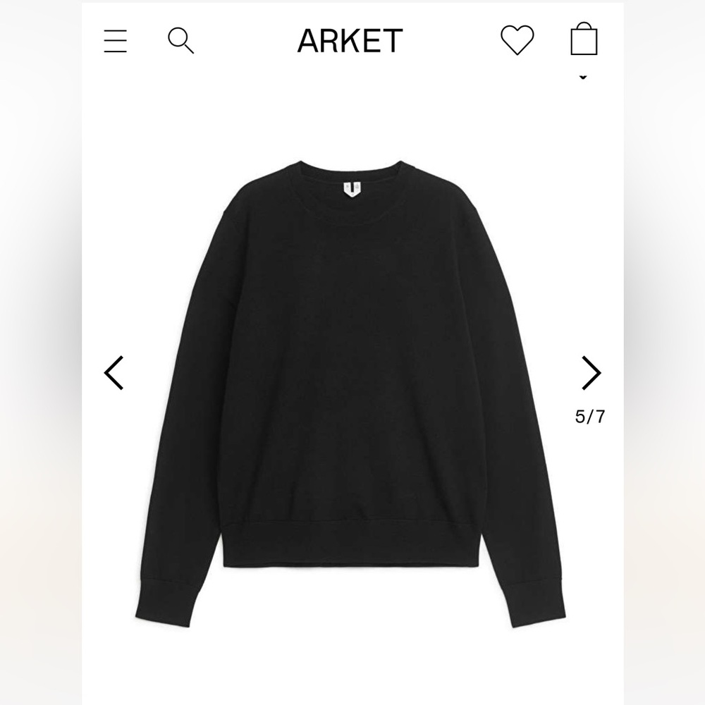 ARKET Merino Wool Black Crew Neck Jumper BLACK